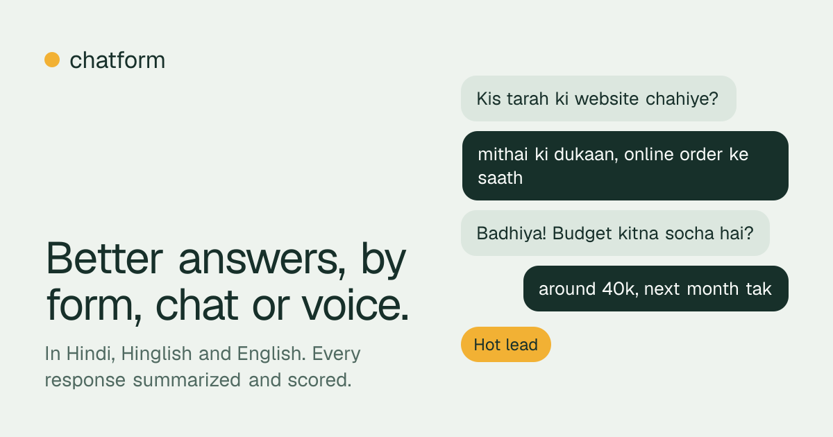 Chatform - turn one sentence into an AI chat, voice call or form that scores your leads
